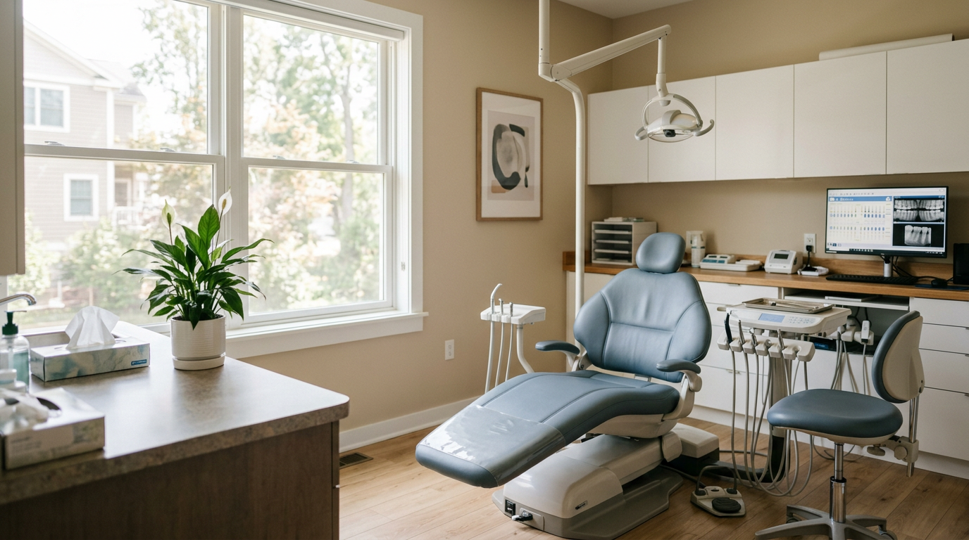 Interno di clinica dentale moderna ed elegante